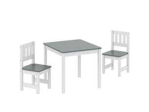 Ensemble table et 2 chaises enfant, mobilier enfant 3 pièces, 56x52x48 cm, gris