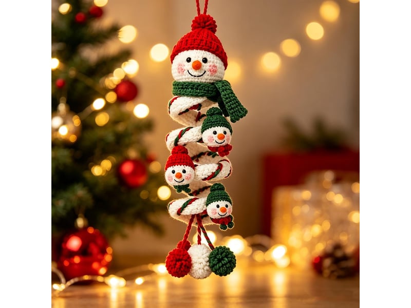  Lot de 2 kits diy crochet bonhomme de neige en spirale – pour débutants, ornements de noël à réaliser soi-même-style 12  - Conforama C