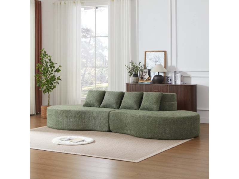  Canapé modulable 310 cm, 2 pièces sans cadre, mousse mémoire haute densité, housse teddyfleece lavable, design minimaliste moderne  - Conforama E