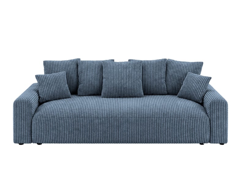  Oli - canapé droit convertible petit velours côtelé bleu  - Conforama A