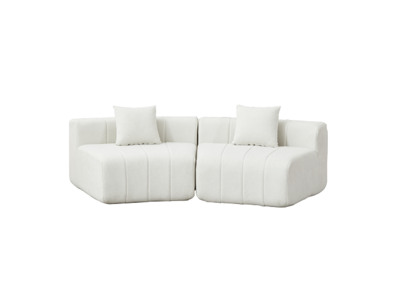  Canapé modulaire courbé en chenille - 2 coussins, semi-circulaire &amp; symétrique, idéal chambresalonbureau, détente  - Conforama A