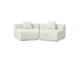Canapé droit fixe   2 places Tissu beige