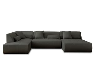 Canapé d'angle gauche fixe LISA DESIGN ONYX 7 places Tissu gris