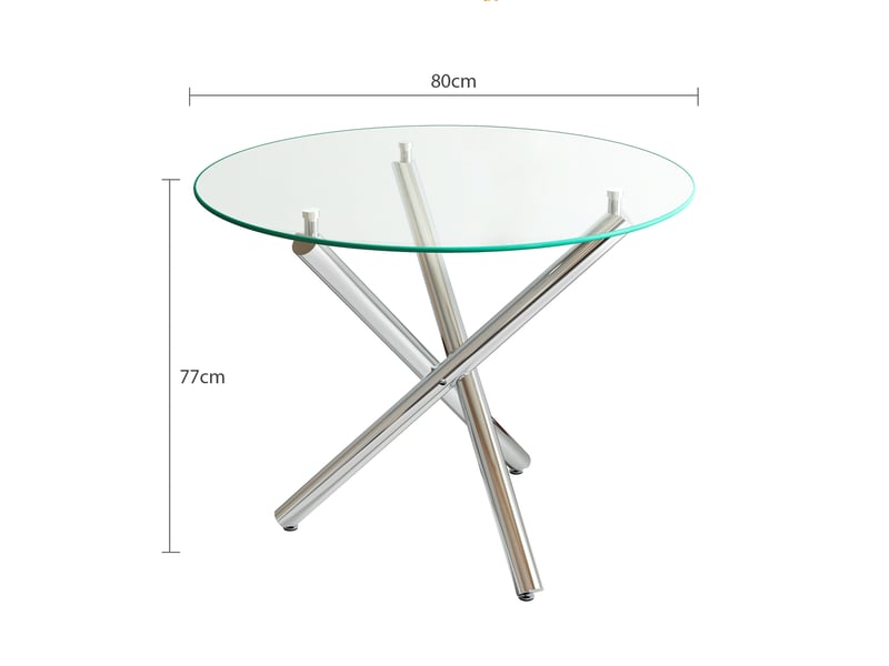  Table ronde en verre trempé et métal 80x80x76 cm - design minimaliste moderne  - Conforama C