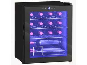 Cave à vin 16 bouteilles 42l, réfrigérateur à vin et boissons avec température réglable 5-18°c, noir, porte en verre