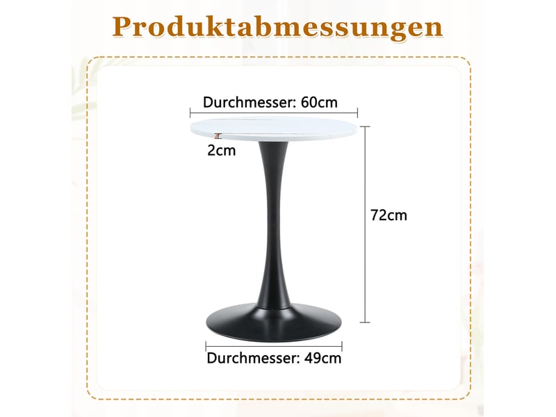 Table ronde, style mid-century table salle à manger table salon, pratique, plateau mdf, piètement métal, coloris noir  - Conforama C
