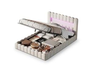 Lit coffre 180x200 cm ezssw coloris beige