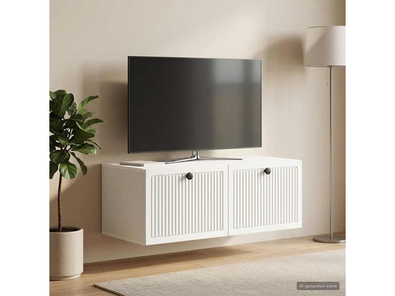  Meuble tv - banc tv - meuble de rangement mural blanc 78,5 x 41 x 30 cm bois d'ingénierie  - Conforama D