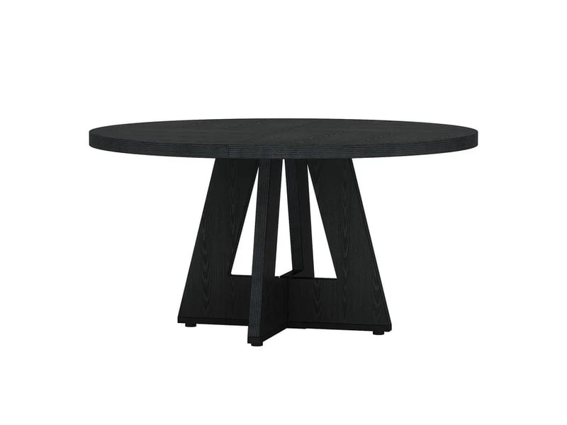  Table de salle à manger ronde pour 4 personnes avec design campagne en bois d'ingénierie noir 120 cm  - Conforama A