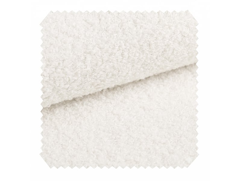  Banc de rangement 146 x 47 x 61 cm blanc en chenille bouclette, coffre hydraulique à fermeture douce  - Conforama E