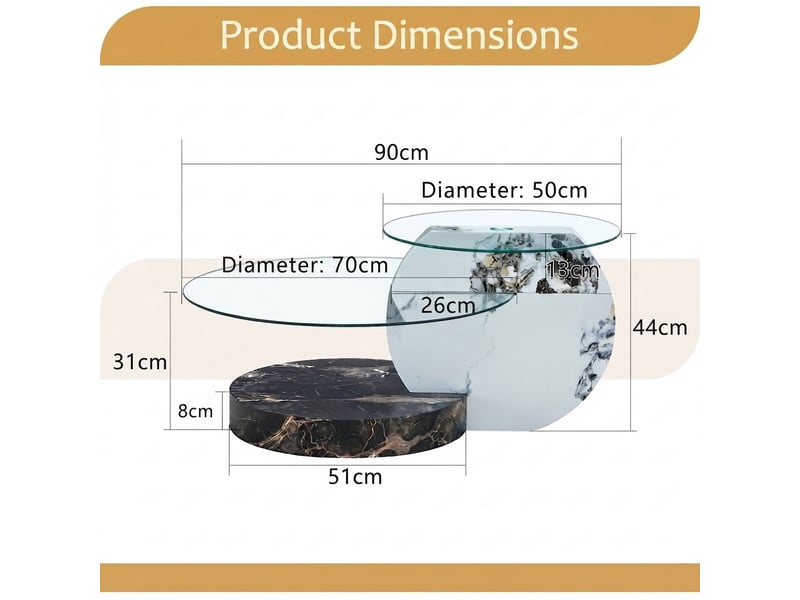  Table basse, 90x70x44 cm, rangement intégré, en verre, bicolore cao-W3658P433037-conf-NEW - Conforama D