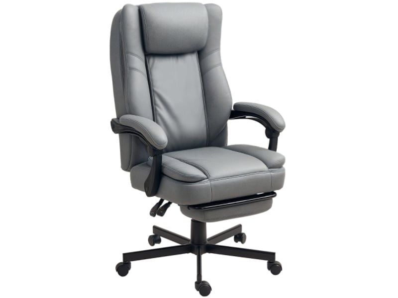  Chaise de bureau ergonomique massante et inclinable, repose-pieds, réglable en hauteur, gris  - Conforama A