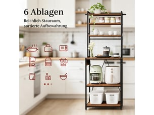 Station café giga, étagère cuisine avec prises, meuble de rangement et espace de travail compact