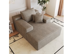 Méridienne 175x159x83 cm – camel – tissu côtelé, mousse confortable, sans montage, format 1 place