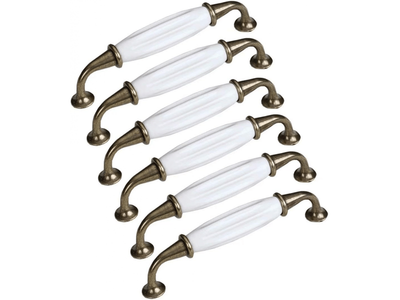  Paquet de 6 boutons de porte en céramique pour portes, tiroirs et meubles, de 128 mm.  - Conforama A