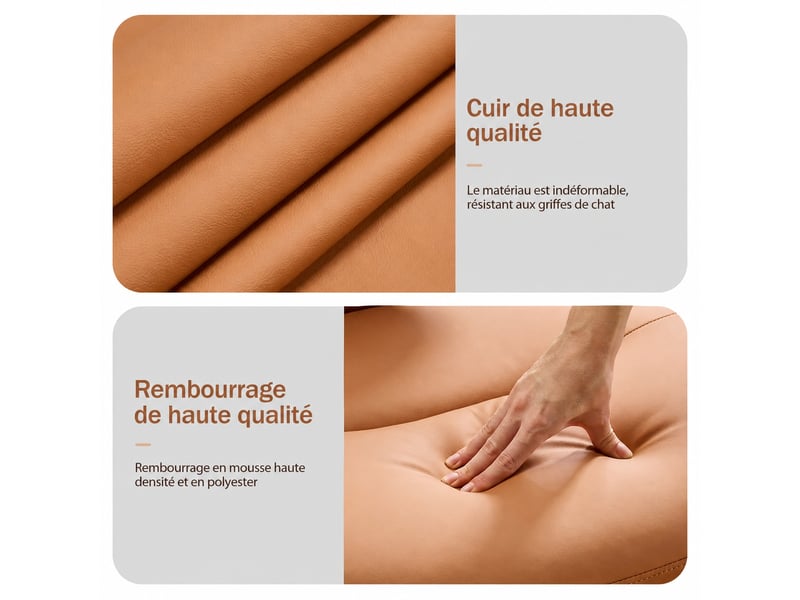  Chaise de méditation avec roulettes silencieuses, repose-pieds et hauteur réglable, 67 × 80 × 84 cm, similicuir orange  - Conforama R