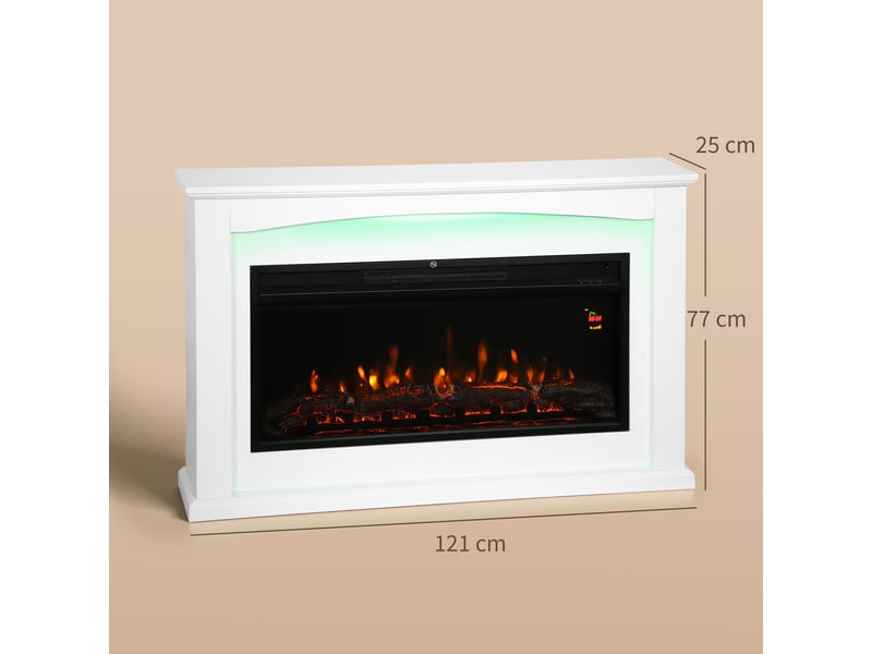  Cheminée électrique effet flamme blanche, 1000 w2000 w, 121 x 25 x 77 cm  - Conforama E