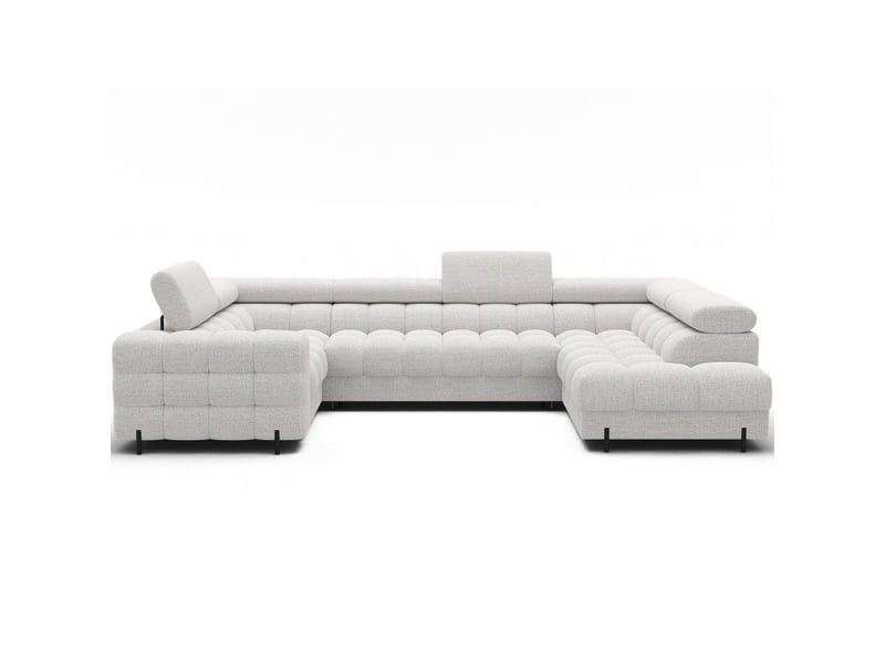 Canapé panoramique convertible factory 3 places blanc – angle droit avec coffre - Conforama A