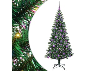 Sapin de noël - arbre de noël artificiel pré-éclairé vert 180 cm pvc et métal