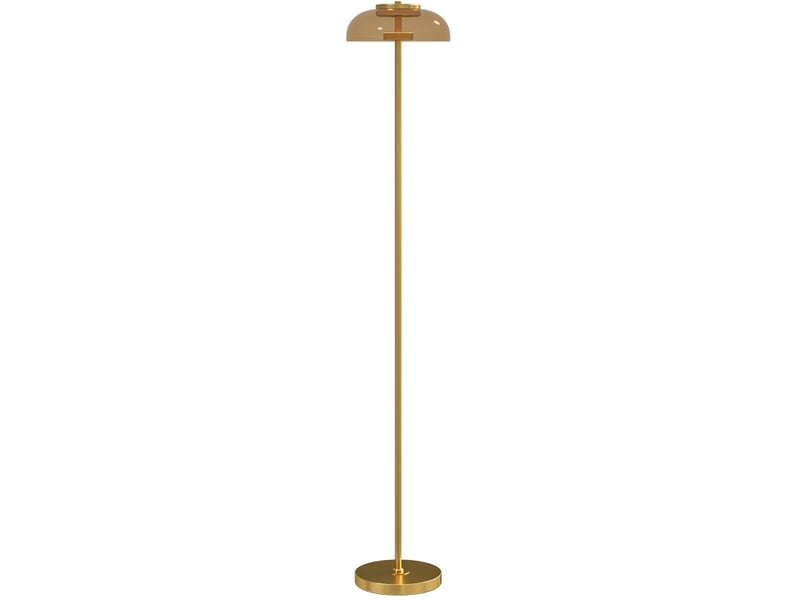 Lampadaire led 25 x 25 x 134 cm laiton antique, verre et métal, lumière chaude 3000 k avec interrupteur au pied  - Conforama A