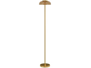Lampadaire led 25 x 25 x 134 cm laiton antique, verre et métal, lumière chaude 3000 k avec interrupteur au pied