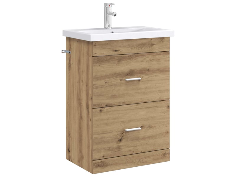  Meuble sous lavabo de salle de bain, commode chêne artisanal shl7042  - Conforama C