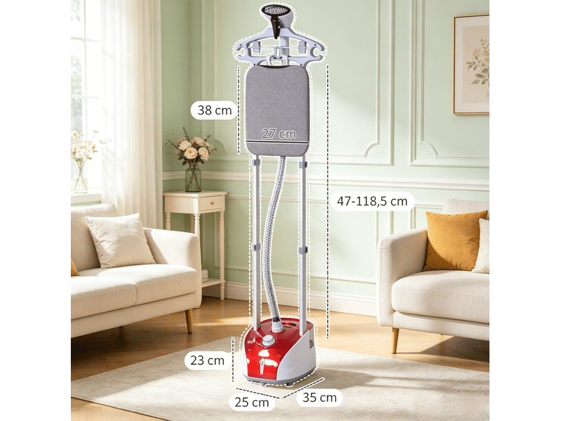  Défroisseur vertical 35x25x118,5 cm avec planche intégrée rouge  - Conforama E