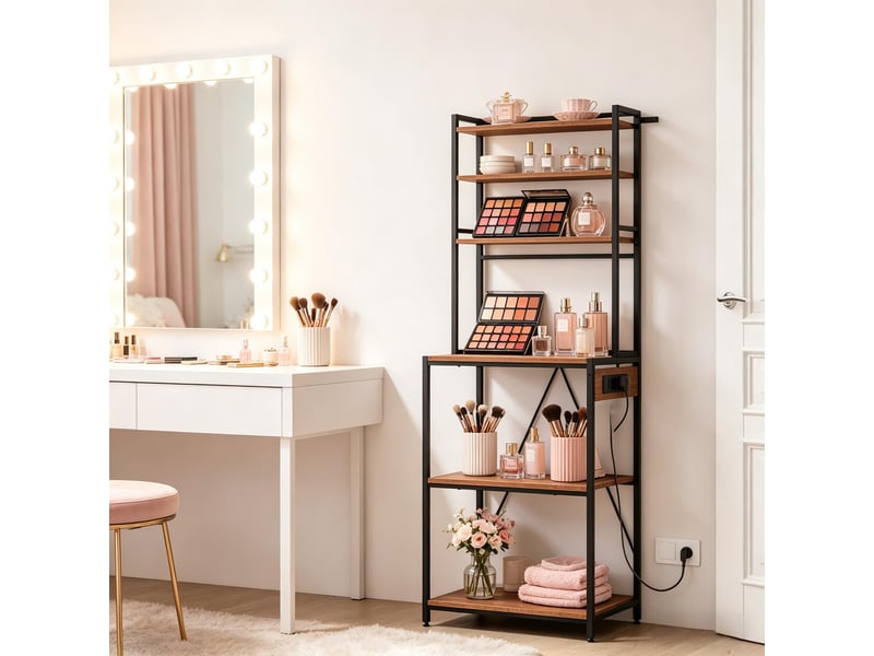 Station café giga, étagère cuisine avec prises, meuble de rangement et espace de travail compact - Conforama D