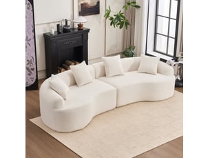 Canapé modulable arrondi 4 places en chenille blanc cravdom