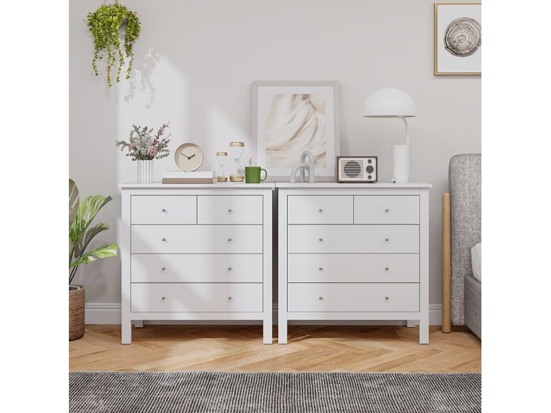  Commode buffet 79x39,5x80,5 cm, ouverture silencieuse, bois, blanc  - Conforama C