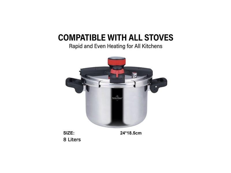 Autocuiseur avec couvercle 8l tous feux dont induction acier inoxydable swiss haus sh-pcr8l - Conforama D
