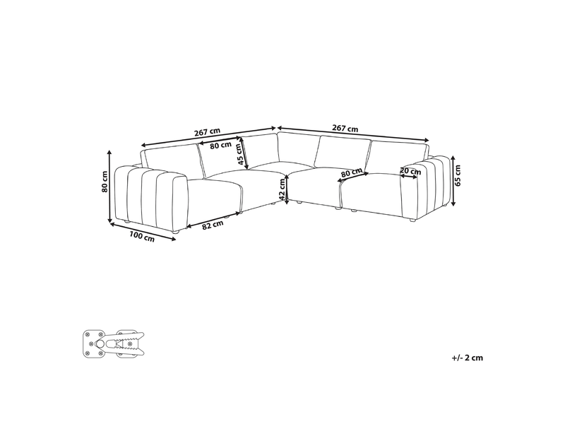 Canapé d'angle modulable 5 places kivvik bouclé blanc cassé côté droit - Conforama C