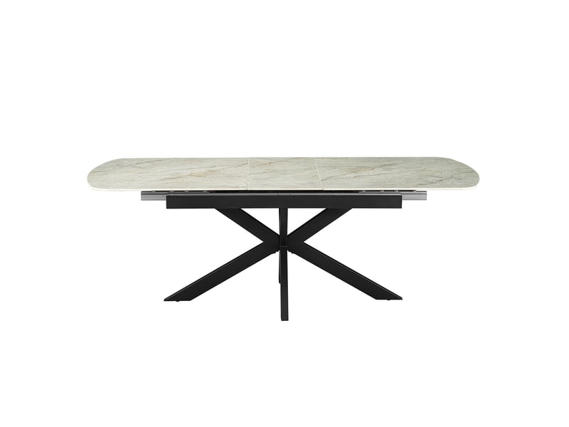 Hestia - table extensible rectangulaire en pierre frittée beige pieds en métal noir 180-220 cm HESTIA-BEI - Conforama C