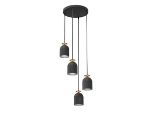 Lampe à suspension target en acier noir mat et or
