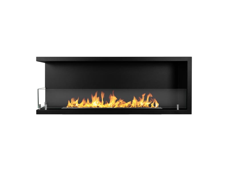  Sutri 120 - cheminée d'angle gauche encastrable au bioéthanol 120x45x22,4 cm avec brûleur en acier de 1,25 l  - Conforama A