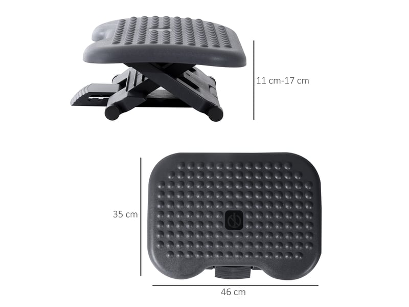  Repose-pieds de bureau, repose-pieds ergonomique, angle ajustable 30°, pour bureau et maison, hauteur ajustable à 3 positions, gris foncé  - Conforama C