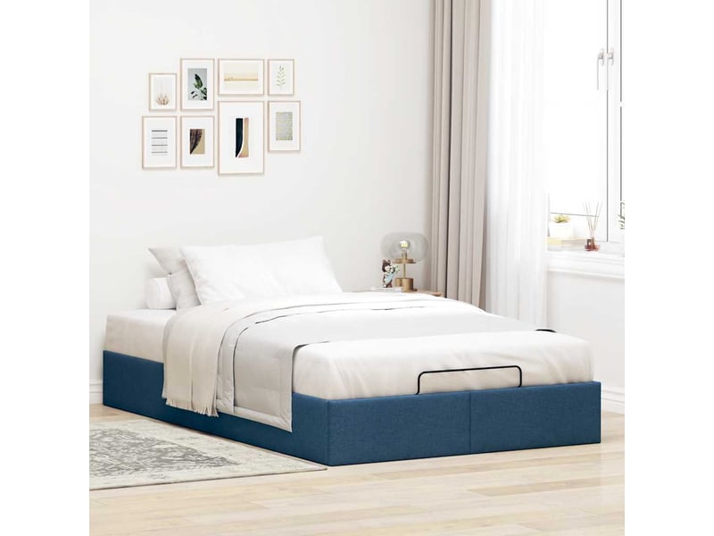  Lit double- lit adulte -  cadre de lit ottoman sans matelas bleu 120x190 cm tissu  - Conforama B