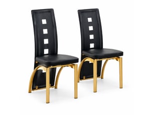 Lot de 2 chaises de salle à manger,43x49x102,5 cm,similicuir et métal doré,noir