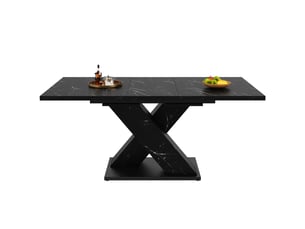 Noir table à manger extensible avec rangement, design moderne, structure fonctionnelle pour cuisine et salle à manger