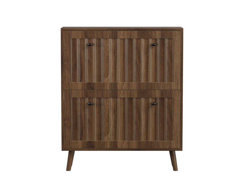  Meuble à chaussures,80x24x95 cm,2 abattants et rangement,mdf,effet noyer  - Conforama A