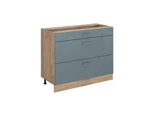 Vicco meuble cuisine, bleu-grischêne doré, 100cm sans plan de travail