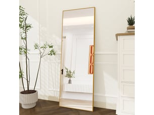 Miroir sur pied 177 x 77cm–miroir carré sur pied-cadre en alliage d’aluminium,idéal pour chambre,dressing,salon–design moderne,doré
