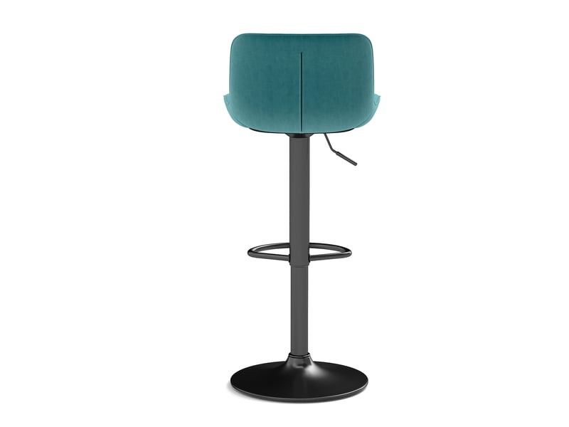 Lot de 2 tabourets de bar velours bleu - hauteur réglable 87-109 cm, pivotant 360° avec dossier ergonomique - Conforama W