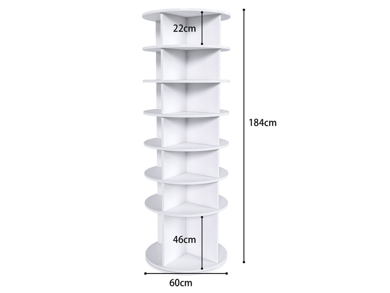  Tour à chaussures 60x60x184 cm rotative 360° pvc blanche  - Conforama E