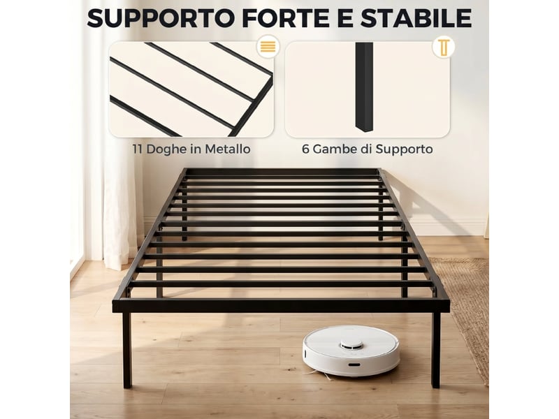  Lit simple 90x200 cm, lit enfant, sommier à lattes, métal noir, rangement  - Conforama E