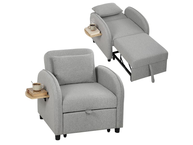  Fauteuil convertible 1 place en tissu gris 88x78x82 cm  - Conforama A