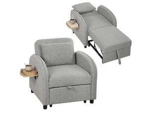 Fauteuil convertible 1 place en tissu gris 88x78x82 cm