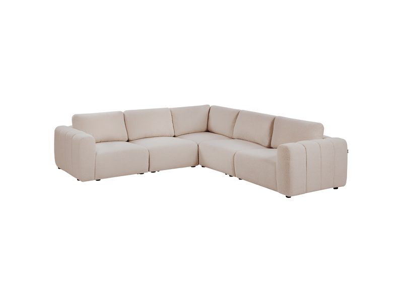 Canapé d'angle modulable 5 places kivvik bouclé beige côté gauche  - Conforama E