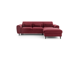 Canapé d'angle convertible rouge angle droit 4 places fable