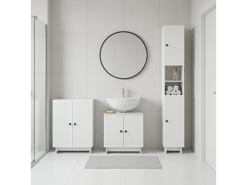 Ensemble de meuble de salle de bain 3 pièces ede blanc brillant cf63401 - Conforama B